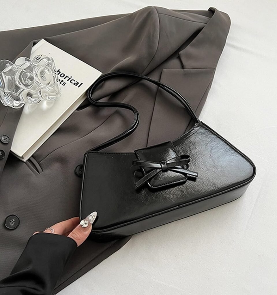 Shoulder Bag for Women, Hobo Handbags Trendy Y2K Purses Patent Leather Clutch Bag Cute Bow Purse Shoulder Bag for Women, Hobo Handbags Trendy Y2K Purses Patent Leather Clutch Bag Cute Bow Purse