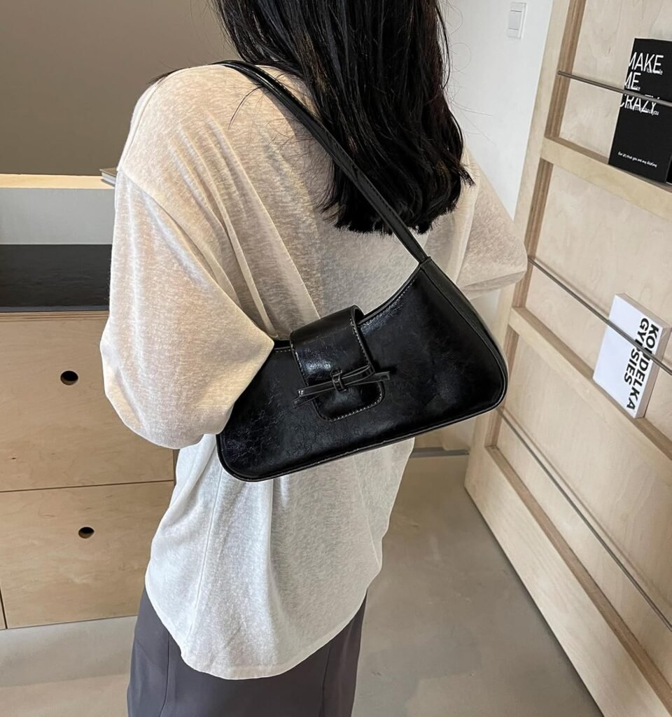 Shoulder Bag for Women, Hobo Handbags Trendy Y2K Purses Patent Leather Clutch Bag Cute Bow Purse Shoulder Bag for Women, Hobo Handbags Trendy Y2K Purses Patent Leather Clutch Bag Cute Bow Purse