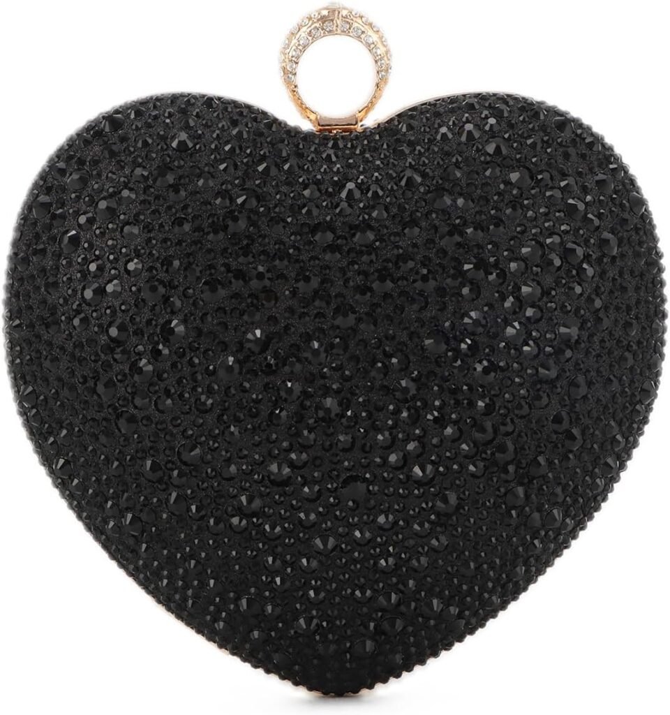 Small Heart Shaped Purse Cute Red Heart Rhinestone Evening Bag Wedding Party Clutch Cocktail Prom Tote Handbag