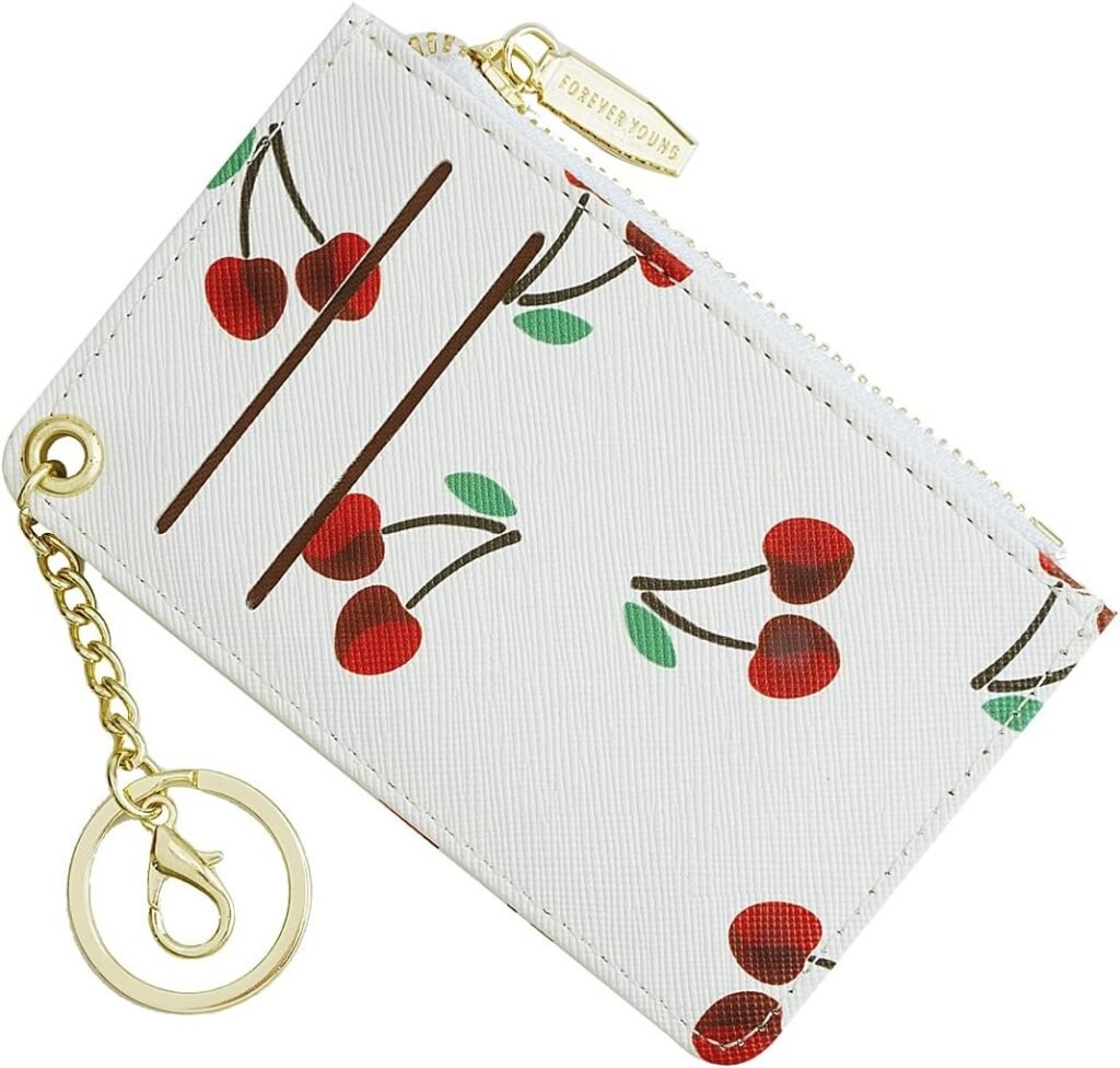 Small Wallets for Women Slim Leather Card Case Holder Wallet Coin Change Purse with Keychain