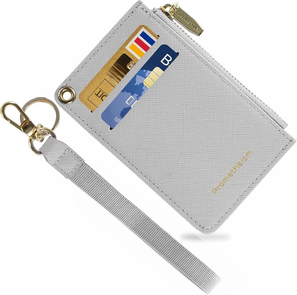 Small Wallets for Women Slim Leather Card Case Holder Wallet Coin Change Purse with Keychain