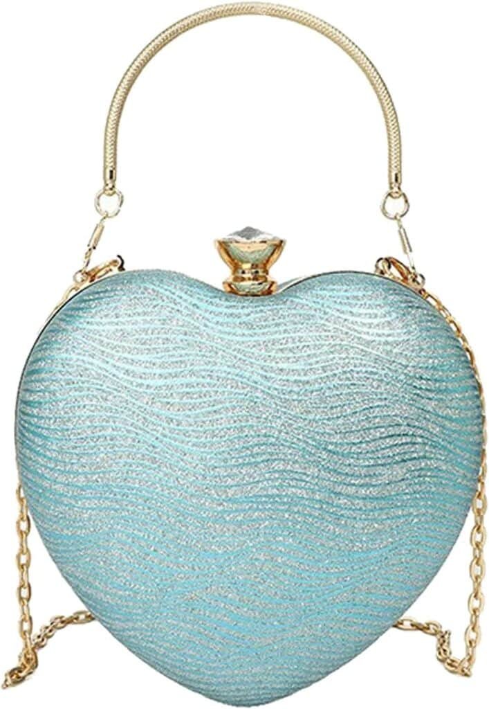 Sparkly Clutch Purses for Women Formal Clutch, Heart Shape Evening Bag, Purse Handbag for Wedding Cocktail Party