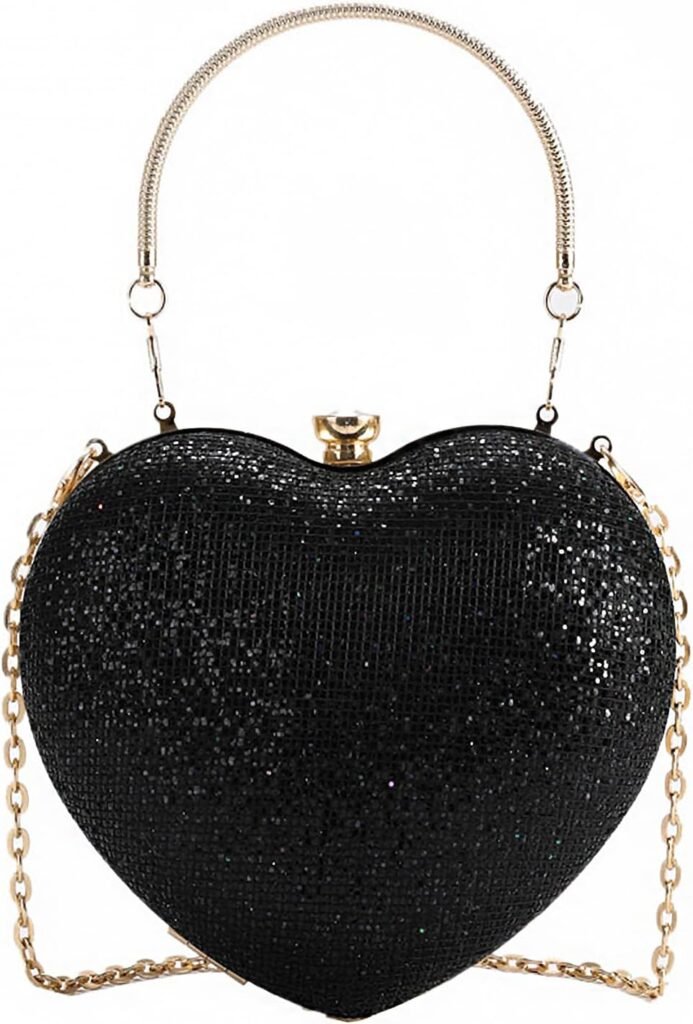 Sparkly Clutch Purses for Women Formal Clutch, Heart Shape Evening Bag, Purse Handbag for Wedding Cocktail Party