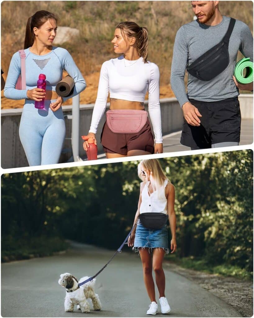 sportsnew Large Fanny Packs for Women, Waist Pack Fashion Crossbody Belt Bags for Walking Running Hiking Travel Bag Black patent pending