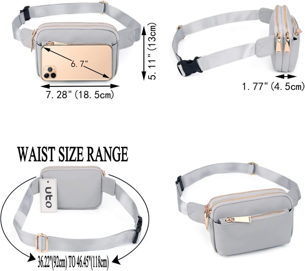 UTO Fanny Pack for Women Crossbody Trendy Fashion Belt Purse Chest Waist Hip Bumbag for Outdoor Shopping Travel Hiking