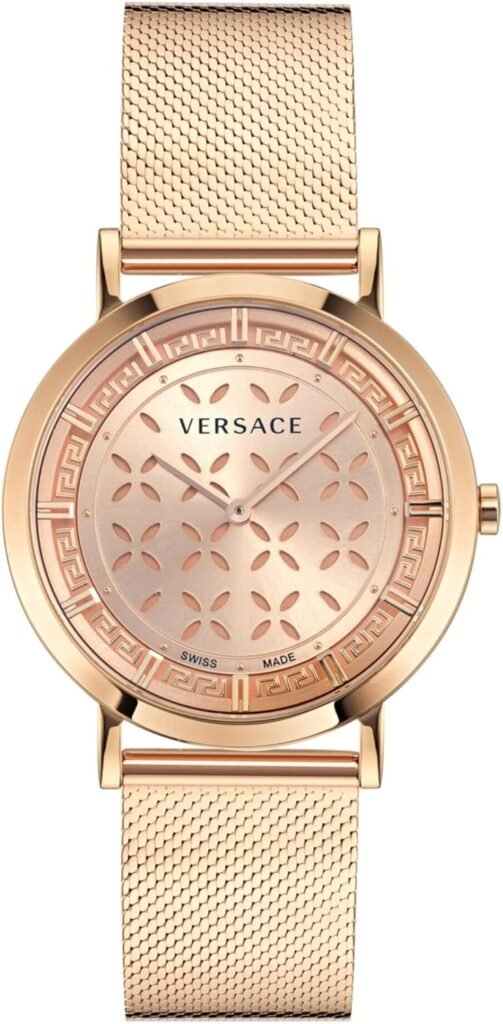 Versace New Generation Collection Luxury Womens Watch Timepiece with a Rosegold Bracelet Featuring a Rose Gold Case and Rosegold Dial