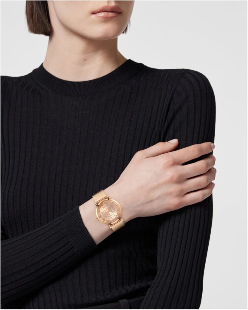 Versace New Generation Collection Luxury Womens Watch Timepiece with a Rosegold Bracelet Featuring a Rose Gold Case and Rosegold Dial