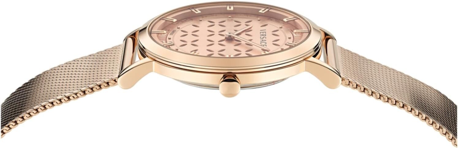 Versace New Generation Collection Luxury Womens Watch Timepiece With A Rosegold Bracelet Featuring A Rose Gold Case And 1 2
