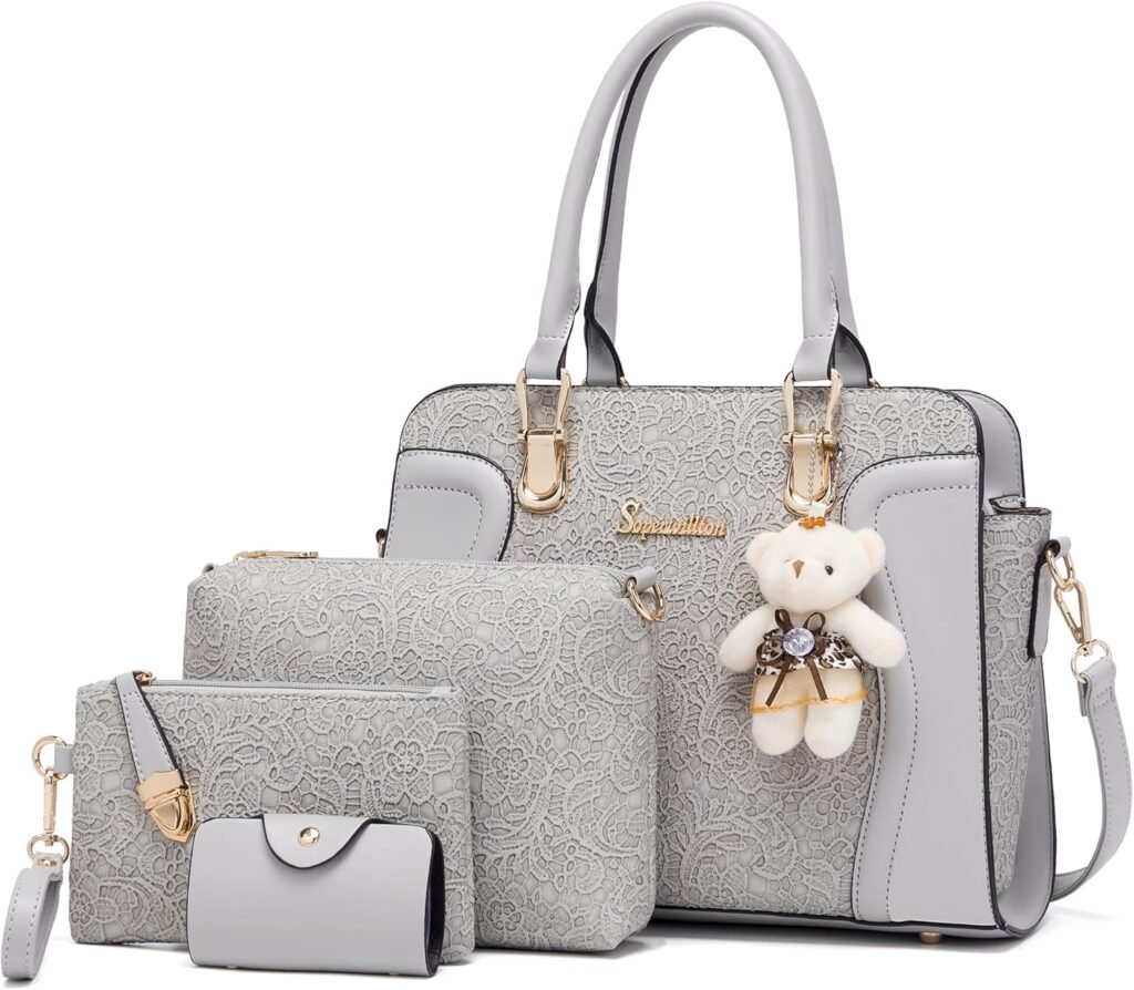 Womens Fashion Handbags Tote Bags Shoulder Bag Top Handle Satchel Purse Set 4pcs