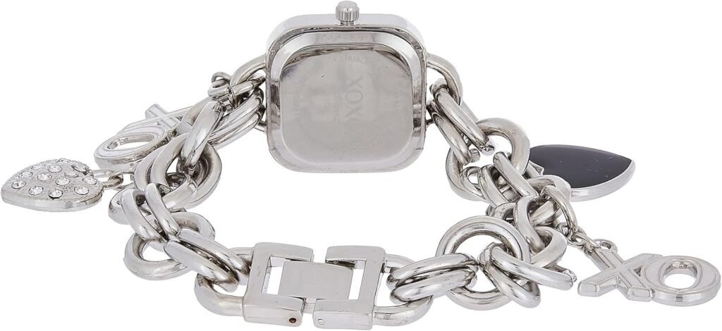 Accutime XOXO Womens XO7026 Silver Dial Silver-tone Charm Bracelet Watch
