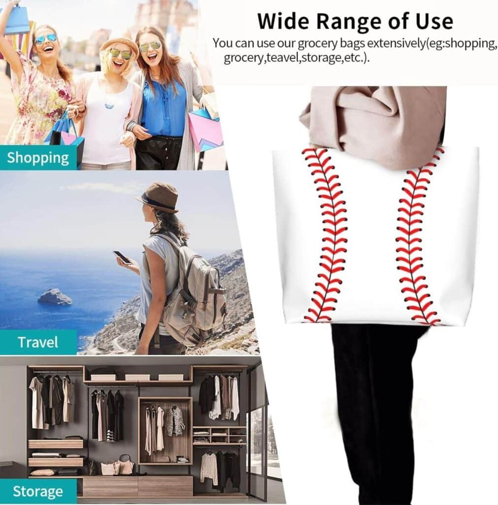 Baseball Tote Bag Handbag Baseball Shopping Bag Sports Mom Travel Bag Baseball Gifts For Women
