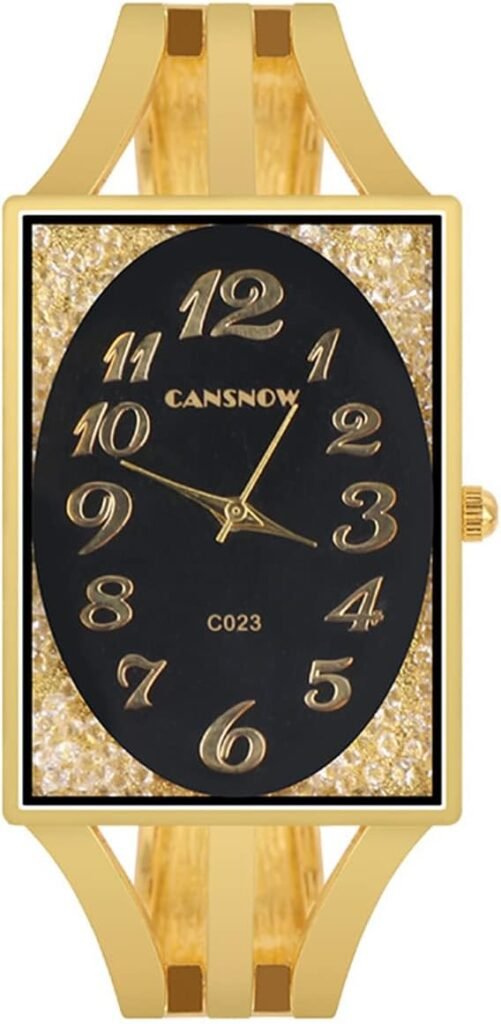 CdyBox Womens Luxury Bracelet Watch Oval Flowing Diamond Dial Quartz Watch Gifts for Ladies
