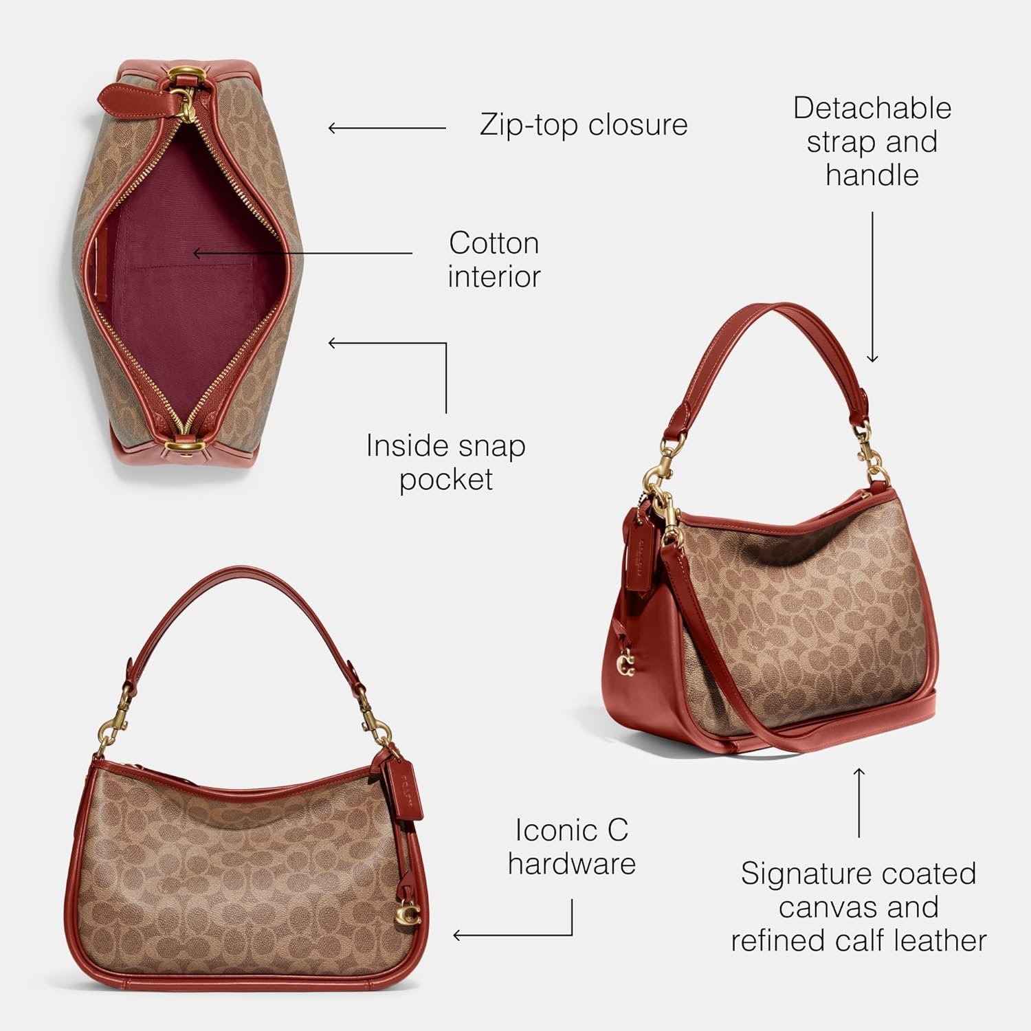 Coach Coated Canvas Signature Cary Crossbody Tan Rust 1