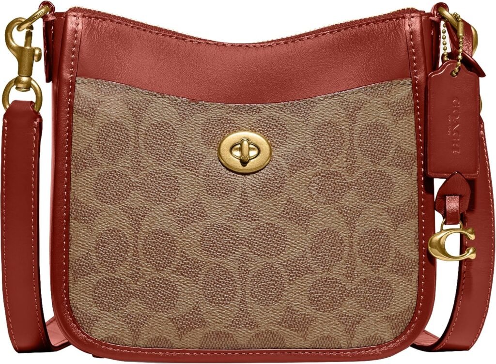 COACH Coated Canvas Signature Chaise Crossbody 19, Tan Rust COACH Coated Canvas Signature Chaise Crossbody 19, Tan Rust