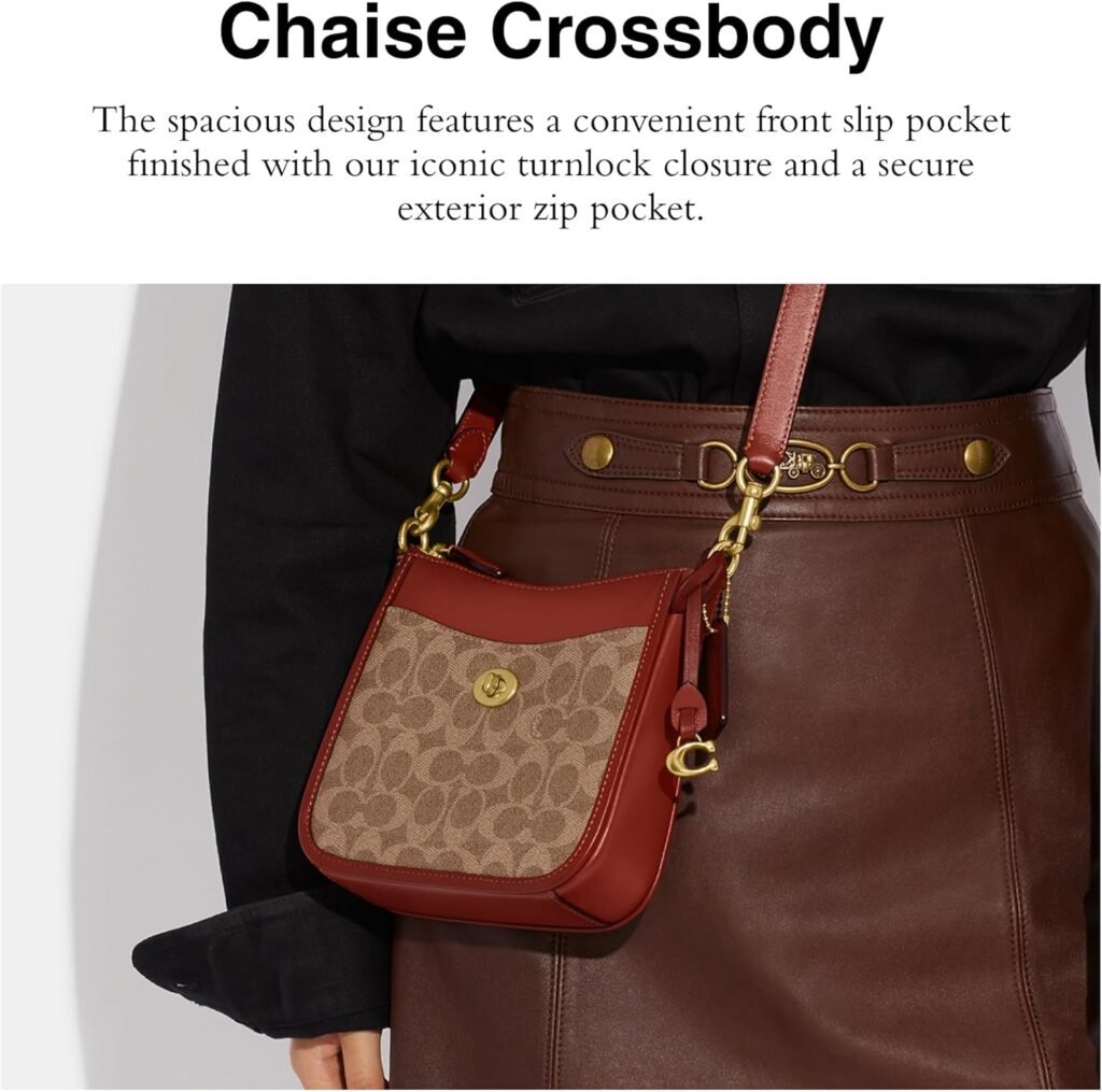 COACH Coated Canvas Signature Chaise Crossbody 19, Tan Rust COACH Coated Canvas Signature Chaise Crossbody 19, Tan Rust