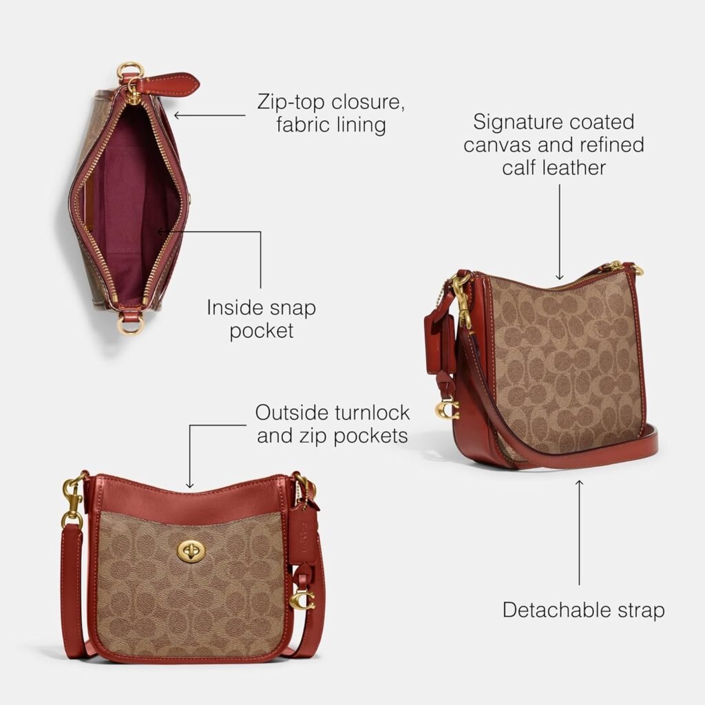 COACH Coated Canvas Signature Chaise Crossbody 19, Tan Rust COACH Coated Canvas Signature Chaise Crossbody 19, Tan Rust