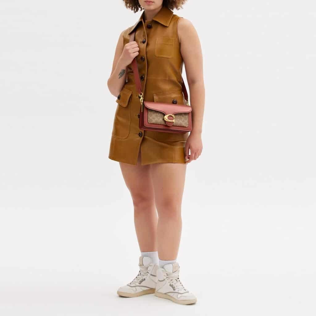 COACH Coated Canvas Signature Tabby Shoulder Bag 26, Tan Rust, One Size