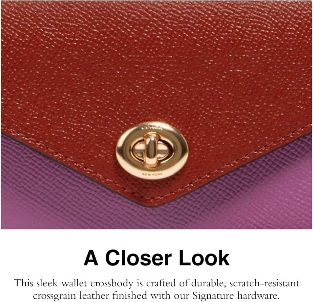 Coach Colorblock Leather Envelope Wallet w Chain and Turnlock
