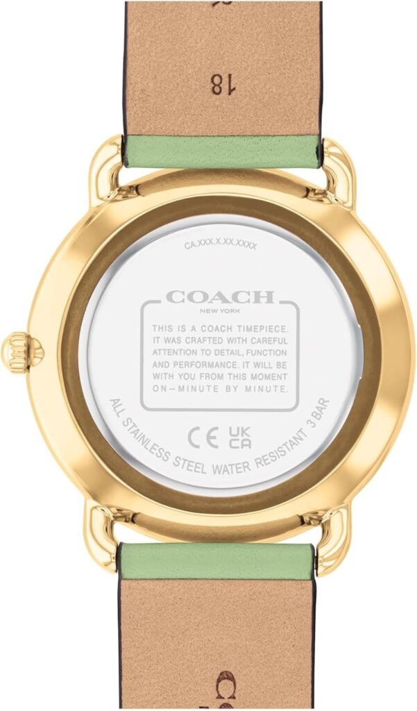 Coach Elliot Womens Watch - 2H Quartz Watch with Genuine Leather - Water Resistant 3 ATM/30 Meters - Trendy Minimalist Design for Everyday Wear - 36mm