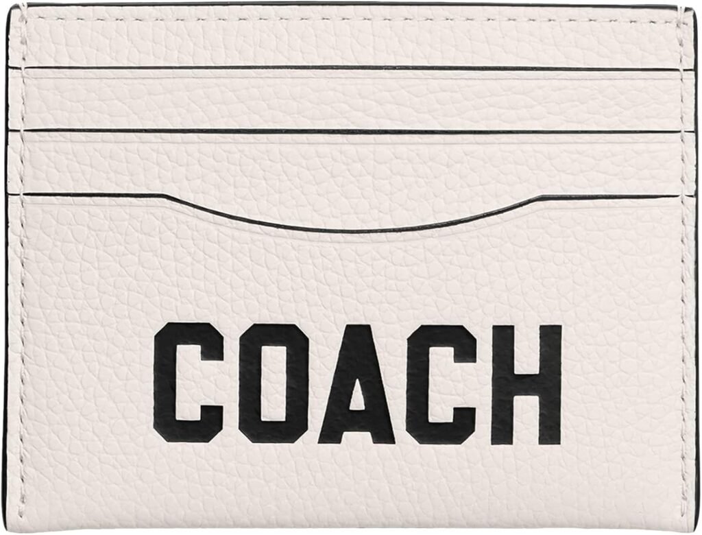 Coach Flat Card Case in Pebble Leather with Coach Graphic