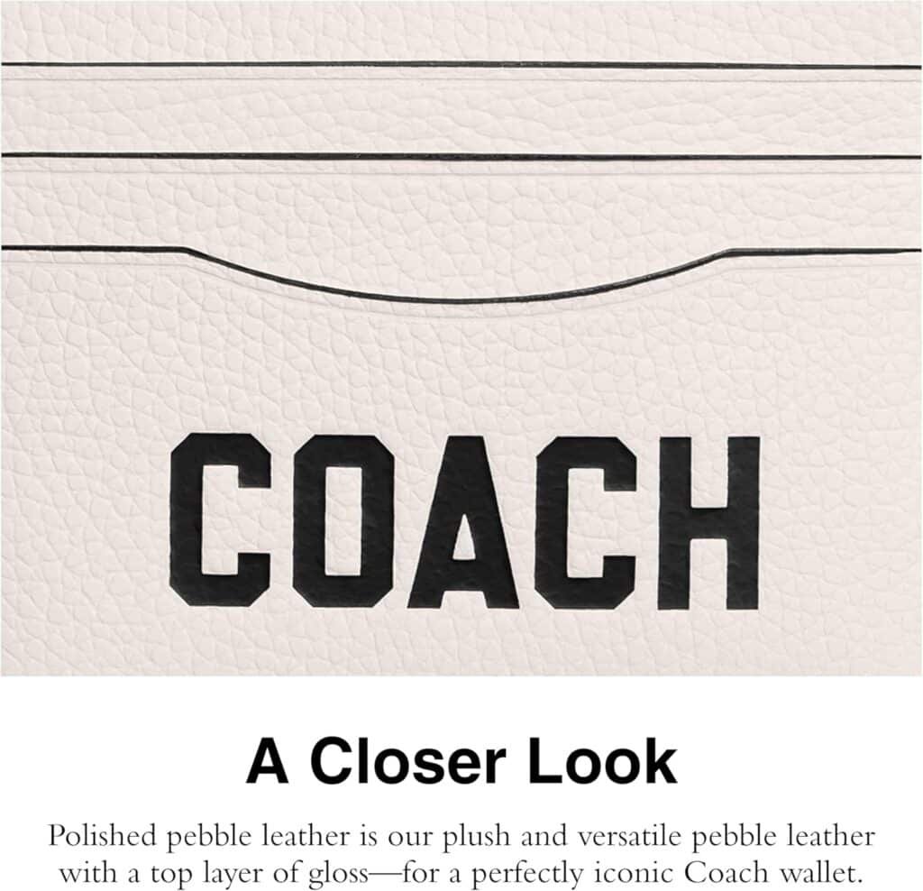 Coach Flat Card Case in Pebble Leather with Coach Graphic