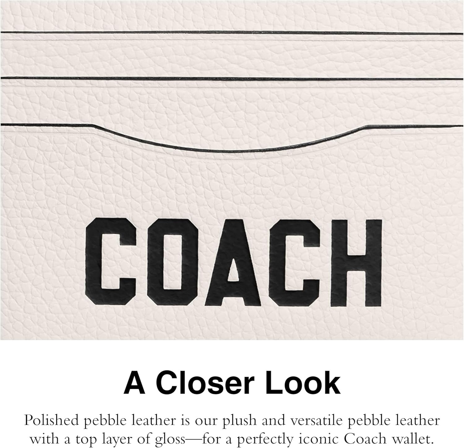 Coach Flat Card Case In Pebble Leather With Coach Graphic 3