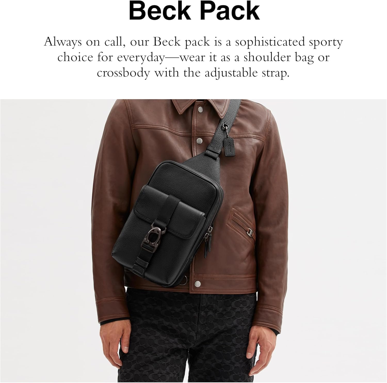 Coach Mens Beck Pack In Pebble Leather Black 1