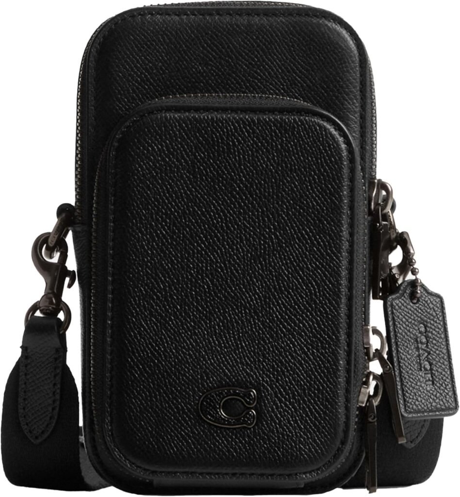 Coach Mens Phone Crossbody Bag in Crossgrain Leather