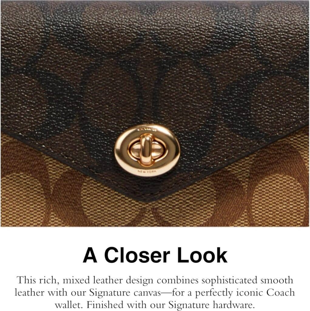 Coach Signature Blocking Envelope Wallet w Chain and Turnlock