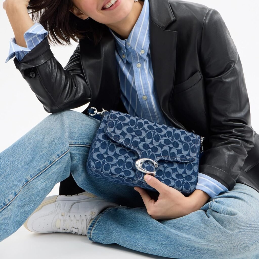 Coach Soft Tabby Shoulder Bag in Signature Denim, LH/Deep Blue Multi