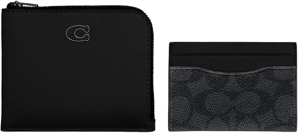 Coach womens 3-in-1 L-zip Wallet in Cross Grain Leather, Black