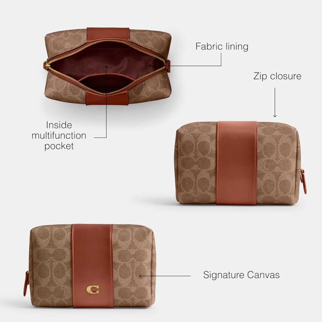 Coach Womens Essential Cosmetic Pouch Bag, Tan Caramel, One Size