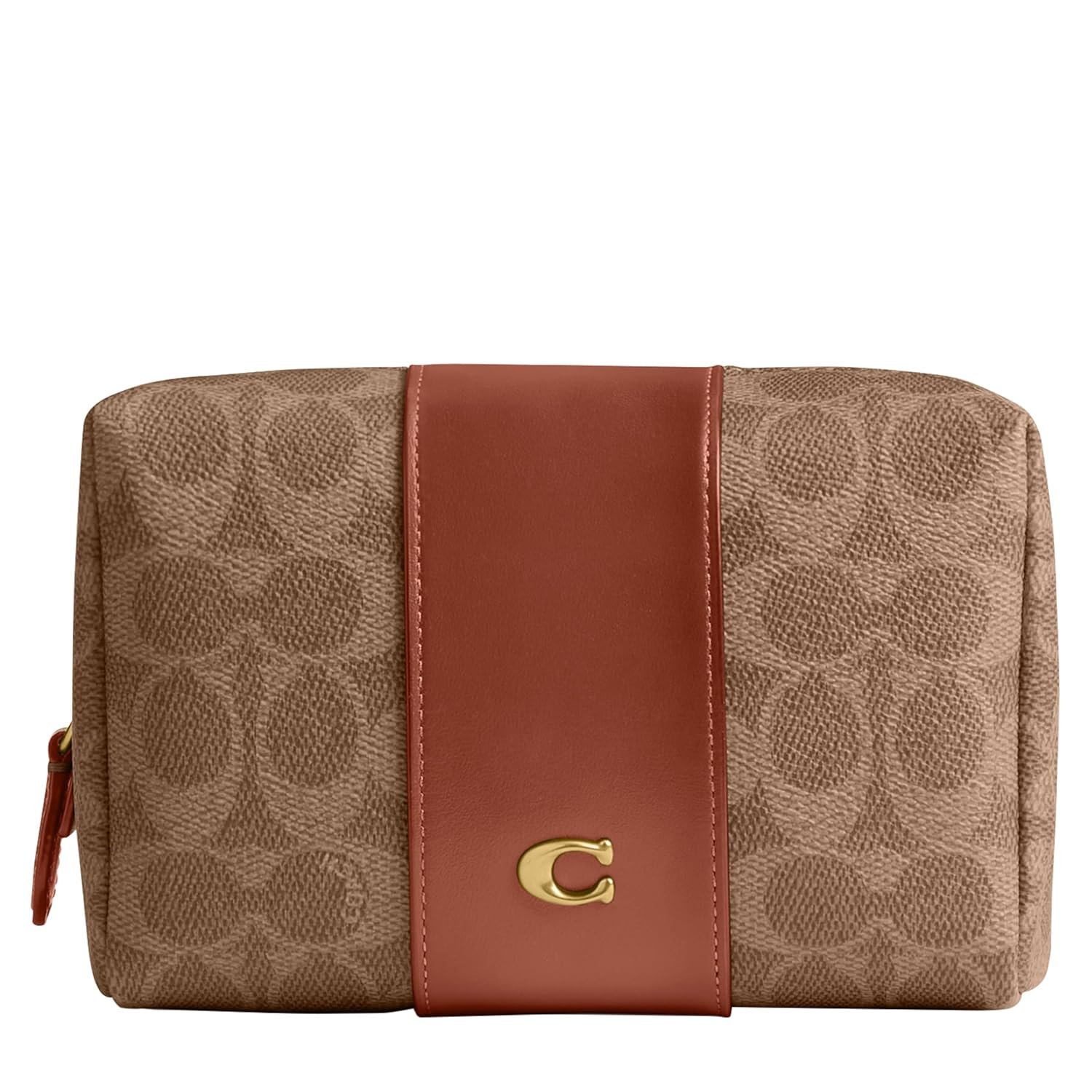 Coach Womens Essential Cosmetic Pouch Bag Tan Caramel One Size