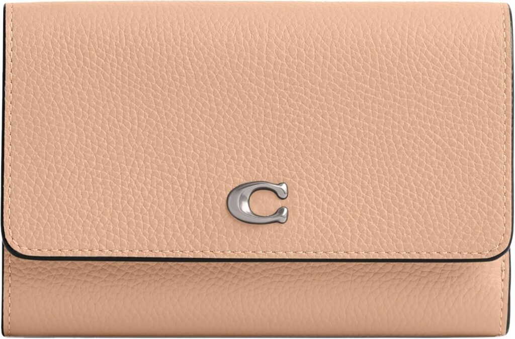 Coach Womens Polished Pebble Leather Essential Medium Flap Wallet