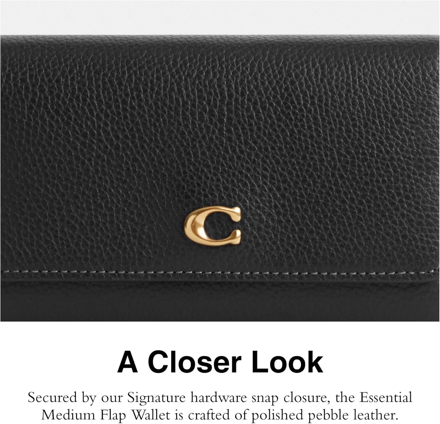 Coach Womens Polished Pebble Leather Essential Medium Flap Wallet 3