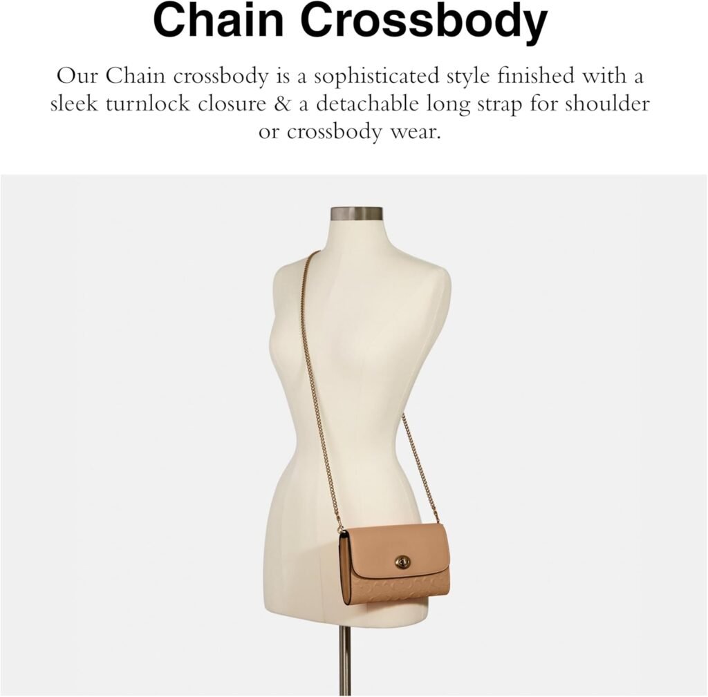Coach Womens Signature Leather Chain Crossbody