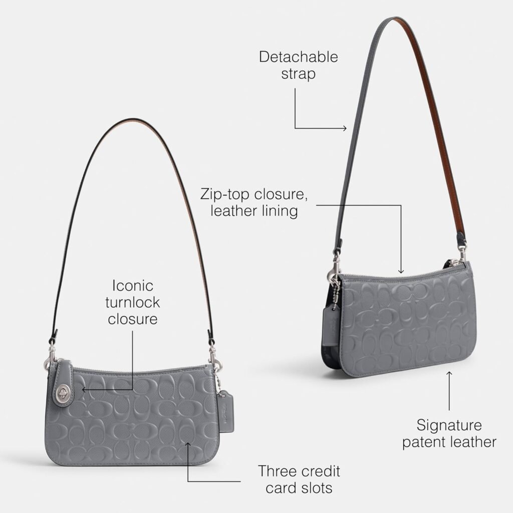 Coach Womens Signature Patent Leather Penn Shoulder Bag