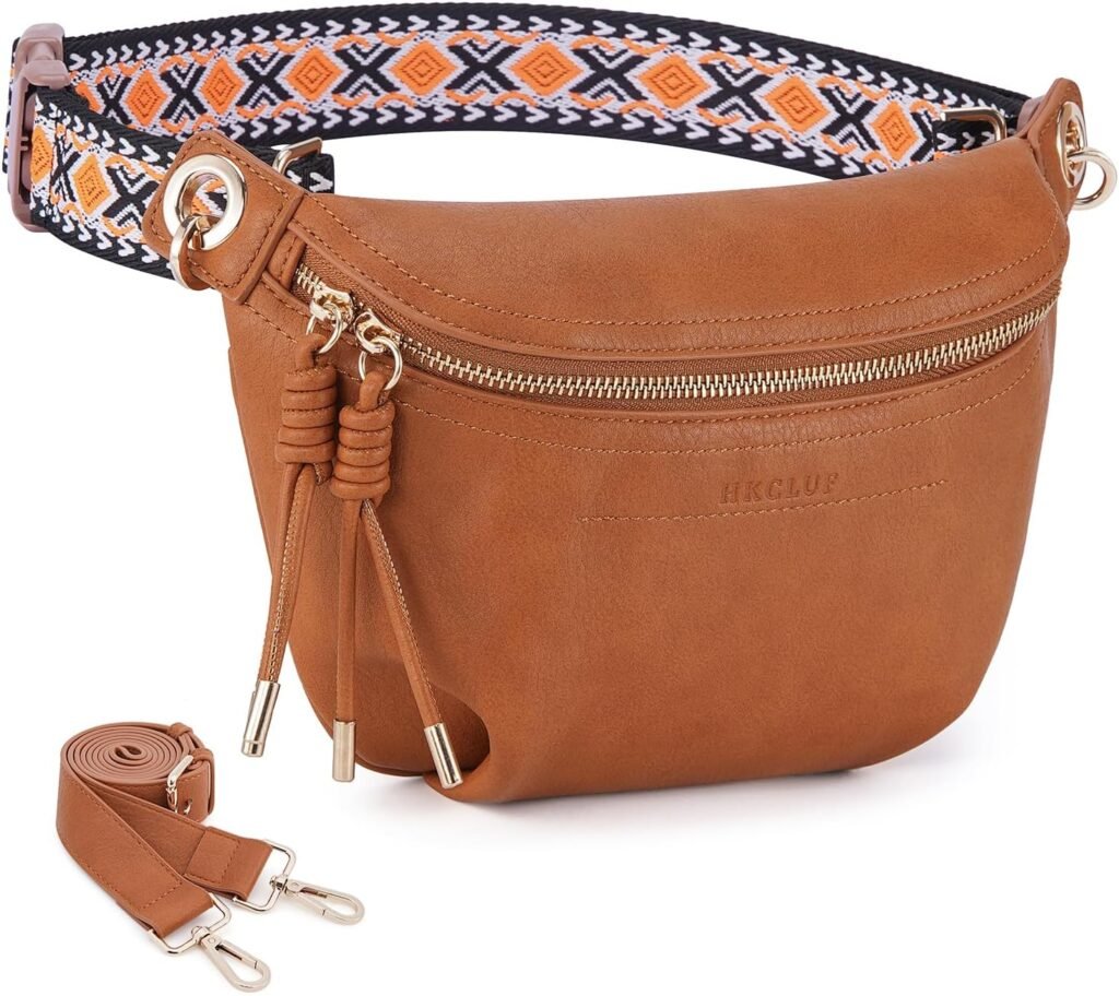Fanny Pack Crossbody Bags for Women Vegan Leather Belt Bag Waist Pack Causal Chest Bum Bag With 2 Straps Coffee Fanny Pack Crossbody Bags for Women Vegan Leather Belt Bag Waist Pack Causal Chest Bum Bag With 2 Straps Coffee