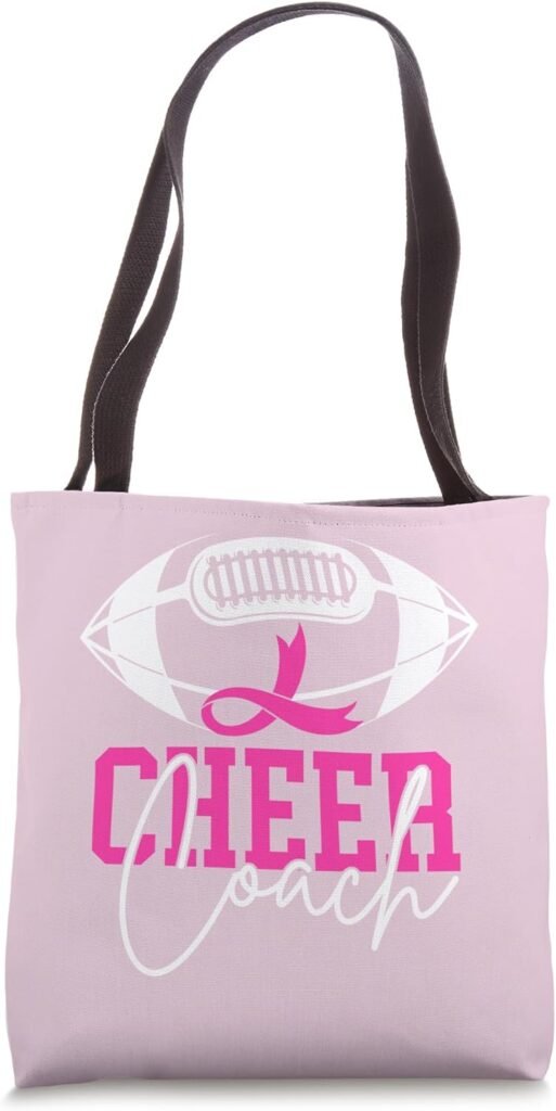Football Cheer Coach Pink Ribbon Breast Cancer Awareness Tote Bag