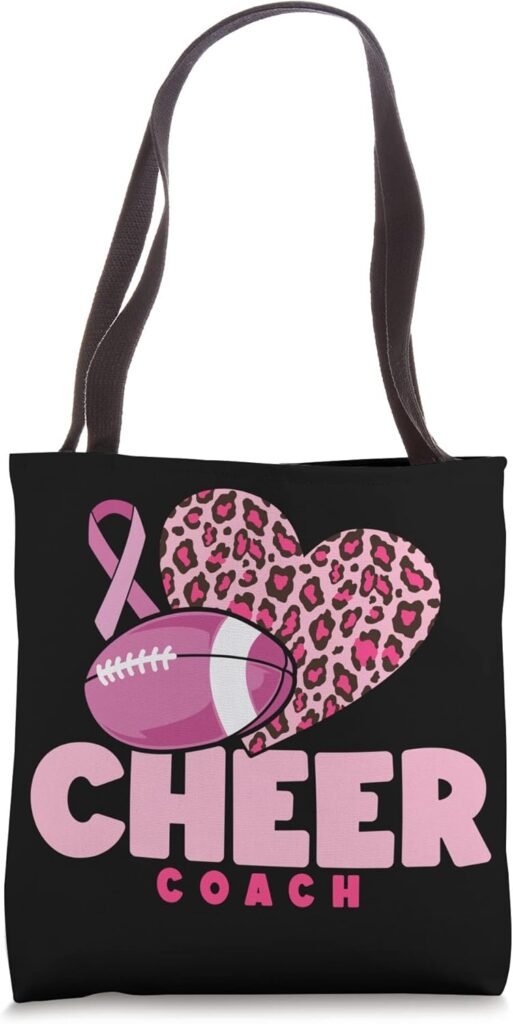 Football Cheer Coach Pink Ribbon Breast Cancer Awareness Tote Bag