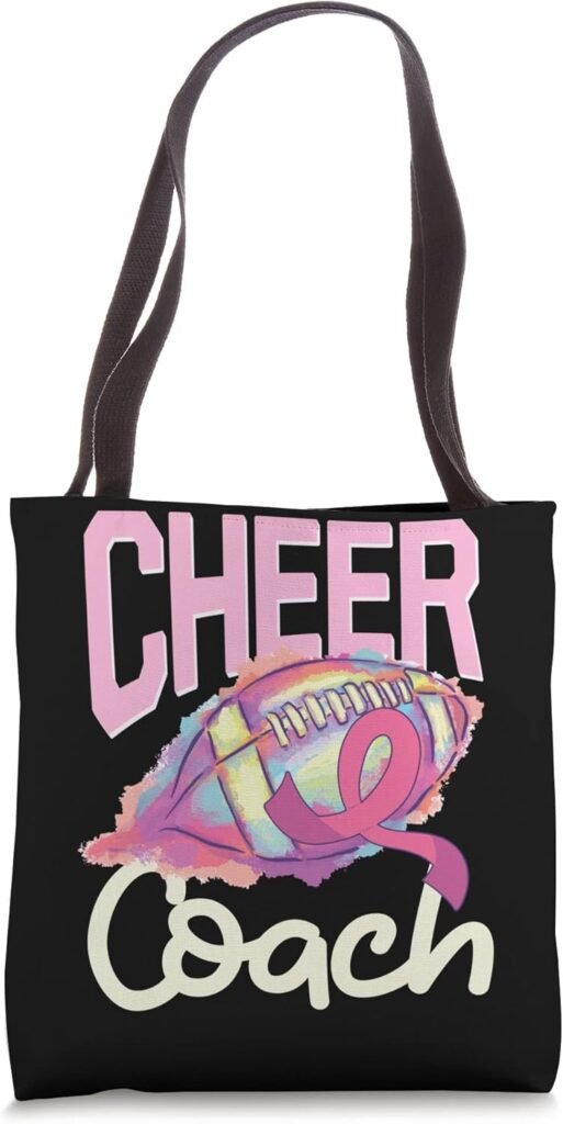 Football Cheer Coach Pink Ribbon Breast Cancer Awareness Tote Bag