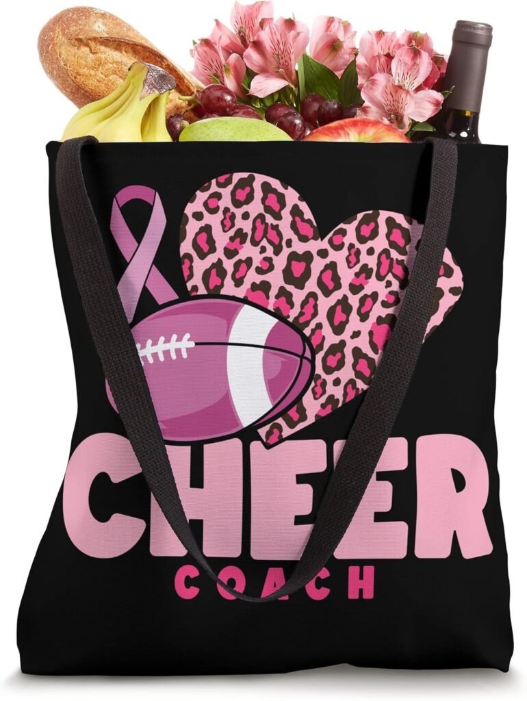 Football Cheer Coach Pink Ribbon Breast Cancer Awareness Tote Bag