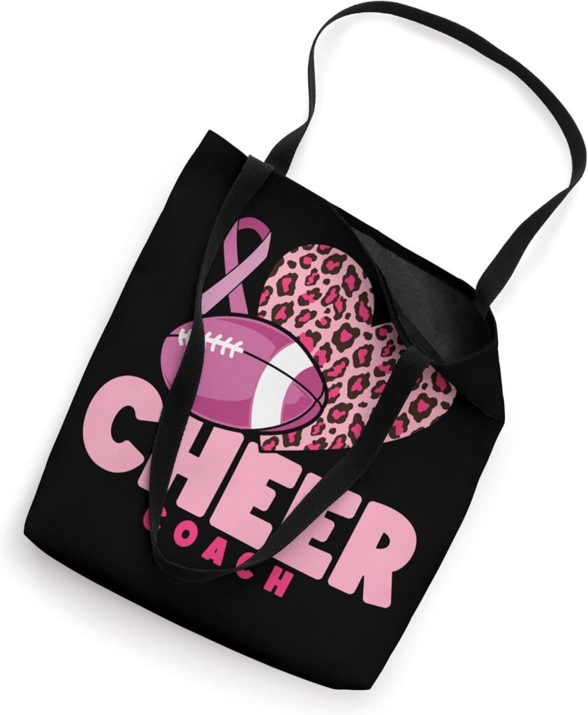 Football Cheer Coach Pink Ribbon Breast Cancer Awareness Tote Bag