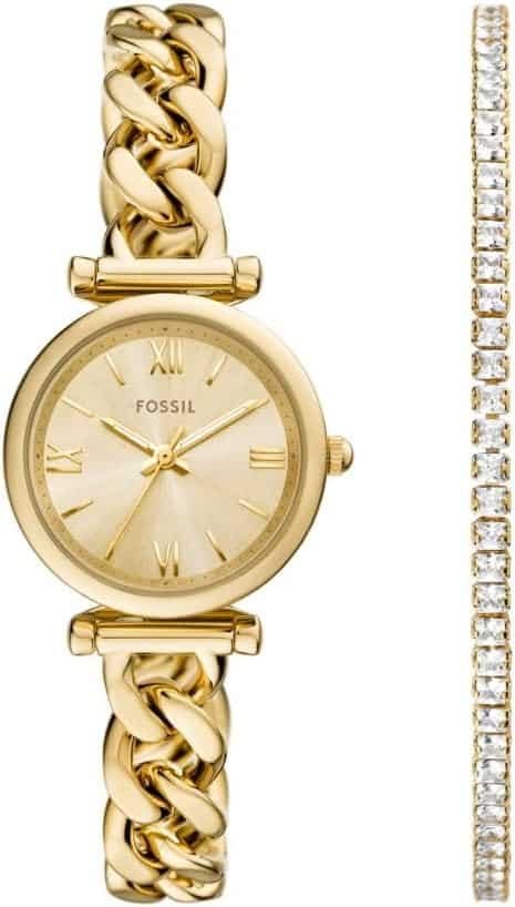 Fossil Womens Carlie Quartz Stainless Steel Three-Hand Watch