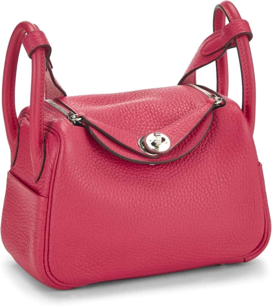 Hermès, Pre-Loved Rose Mexico Clemence Verso Lindy Mini, Rose Mexico : Luxury Stores