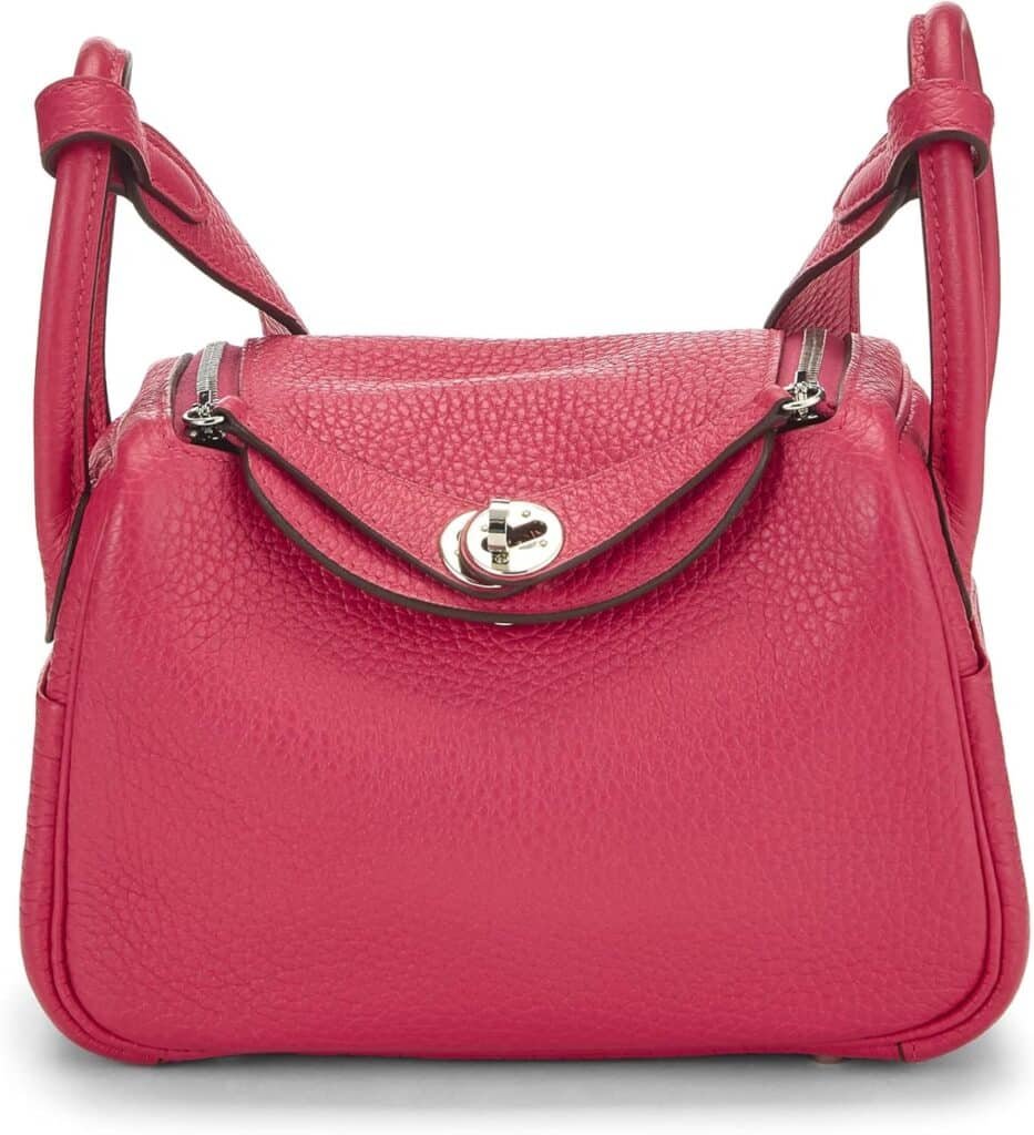 Hermès, Pre-Loved Rose Mexico Clemence Verso Lindy Mini, Rose Mexico : Luxury Stores
