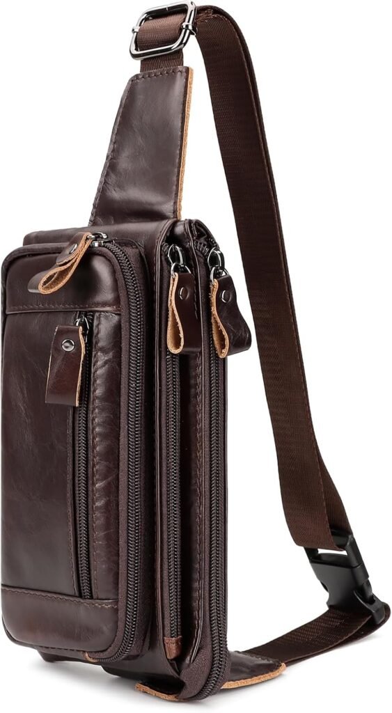 Humerpaul Leather Fanny Pack For Men Women Fashion Waist Packs Small Crossbody Chest Bag With Adjustable Belt For Outdoo 2 563x1024