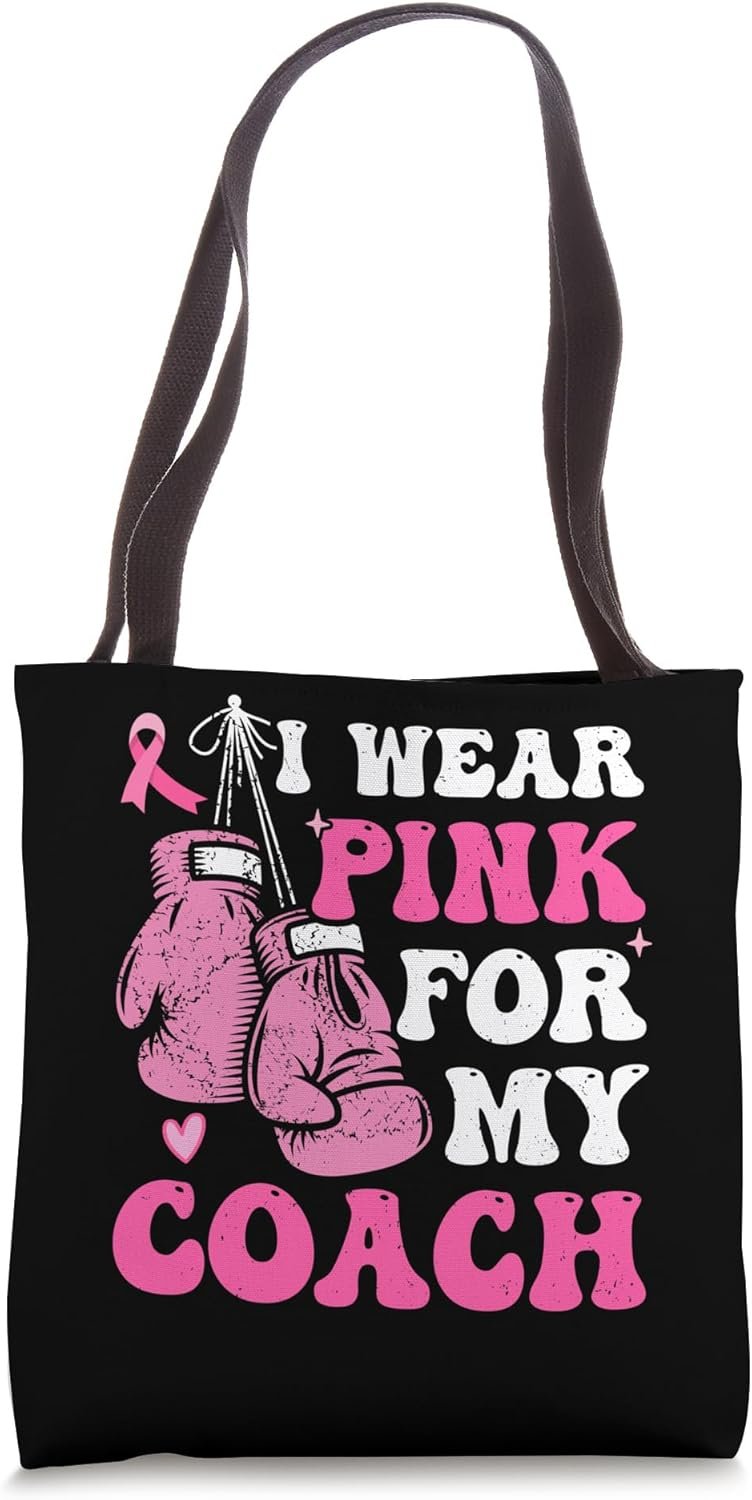 I Wear Pink For My Coach Breast Cancer Awareness Womens Tote Bag 4