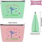 Ice Skate Gift For Women 2pcs Makeup Bag Skate Lover Gift For Sister Figure Skating Team Gift Cosmetic Bag Figure Skater 2 150x150