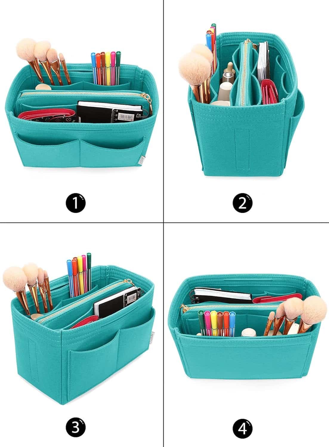 Lexsion Felt Purse Bag Organizer Insert With Zipper Bag Tote Shaper Fit Speedy Neverful Pm Mm 3